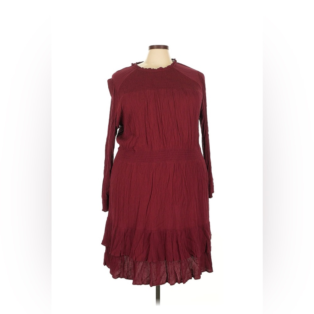 Knox Rose 3X Elegant Burgundy Long Sleeve Dress New